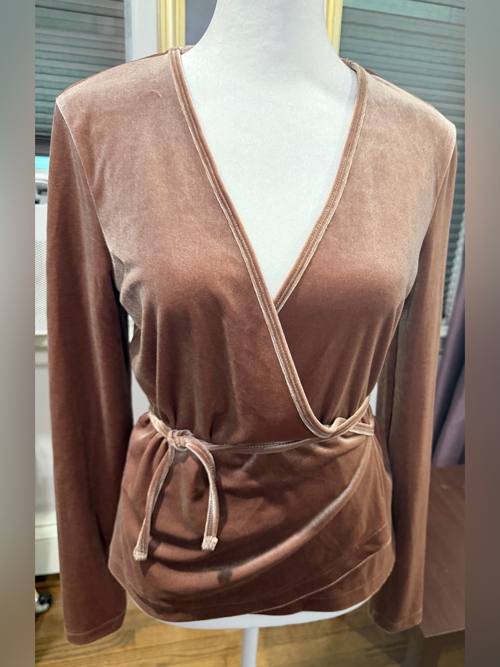 Madewell wrap top velvet gold